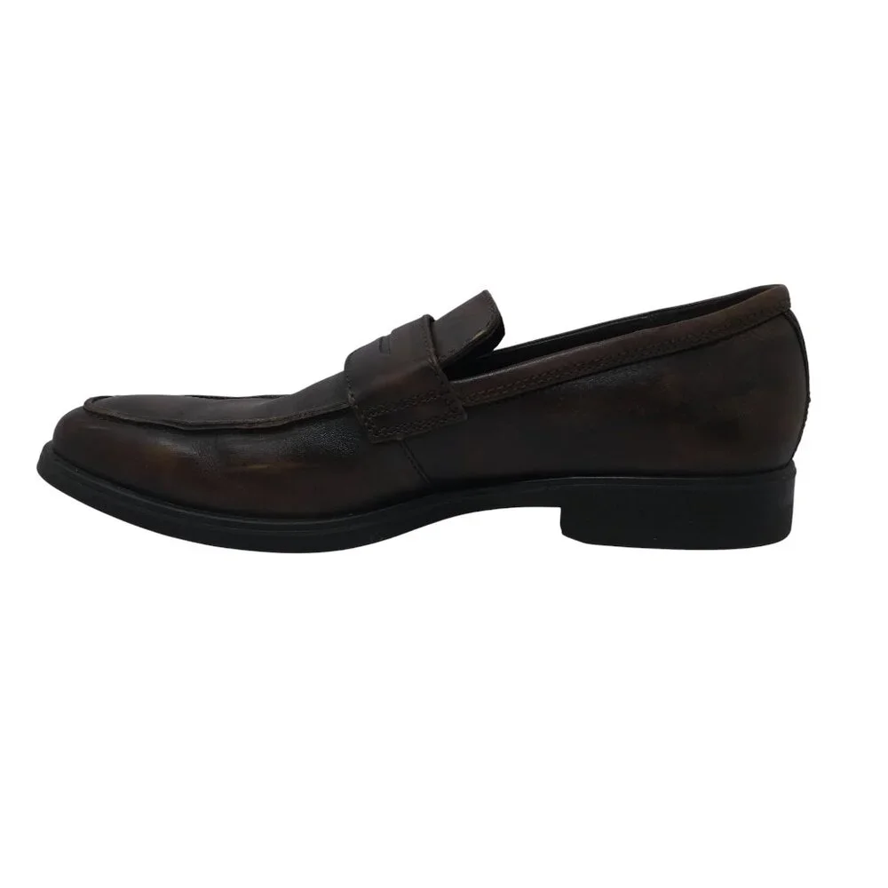 Ecco Melbourne Brown Leather‎ Penny Loafers Mens10